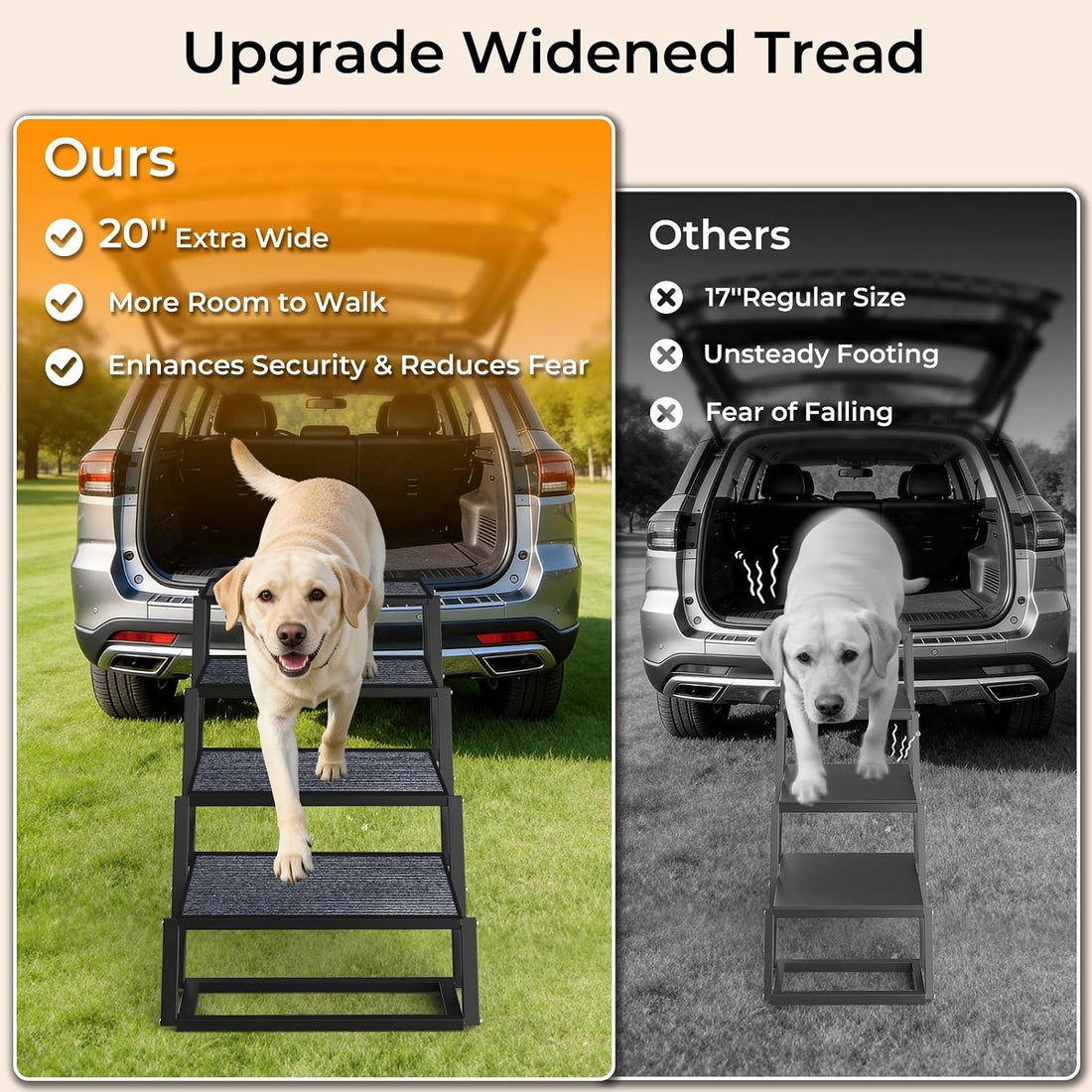 URPOWER Dog Stairs for Large Dogs Extra Wide 20" with 5