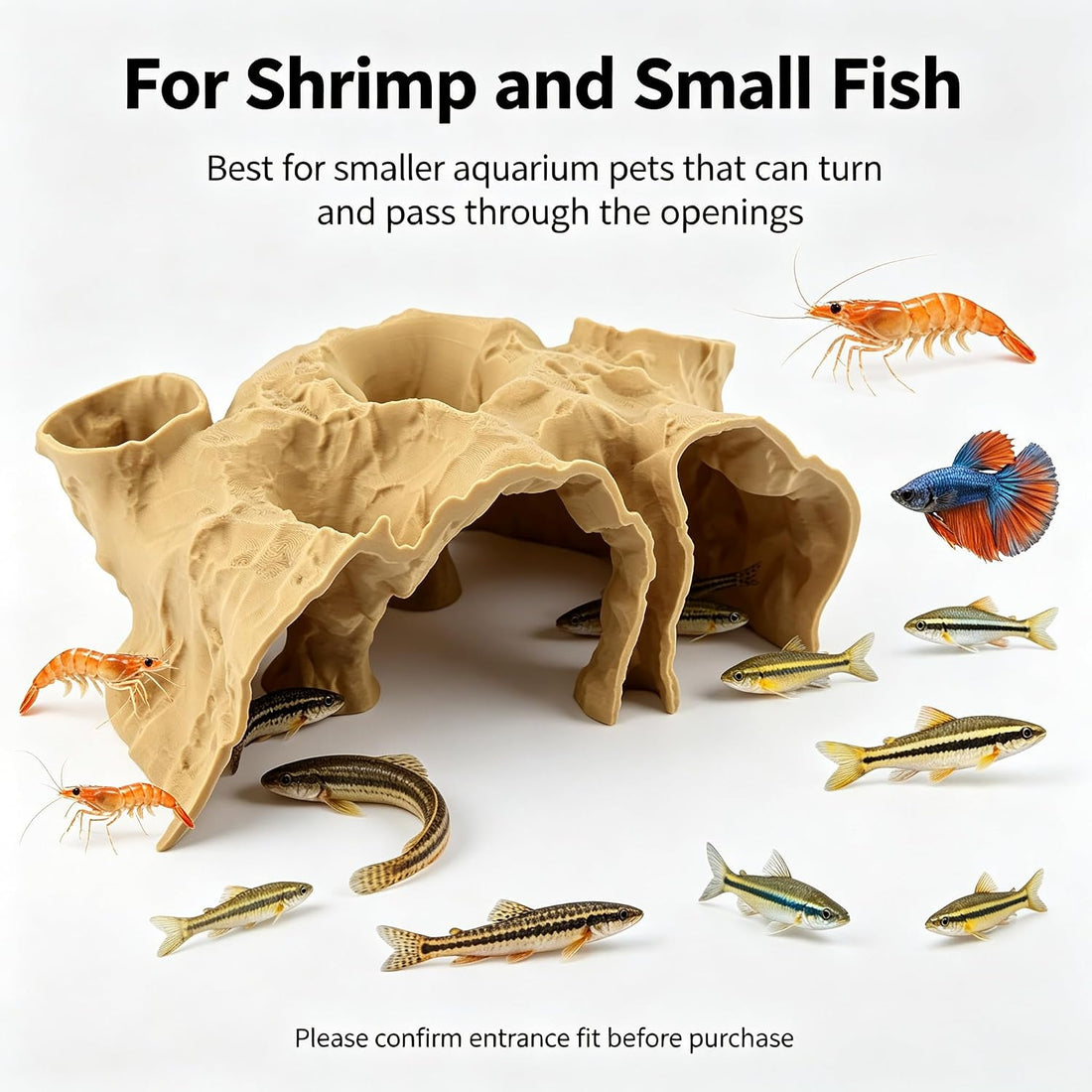 Sand Aquarium Cave for Fish Tank, 3D Printed Fish Hideout Tunnel