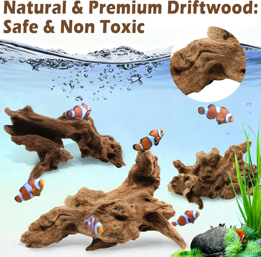 6PCS Natural Driftwood 3"–6" Unique Wood for Aquarium & Reptile Tank