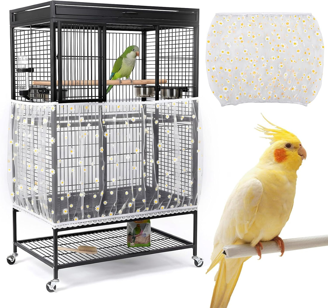 Universal Bird Cage Seed Catcher, Nylon Mesh Stretchy Bird Cage Skirt