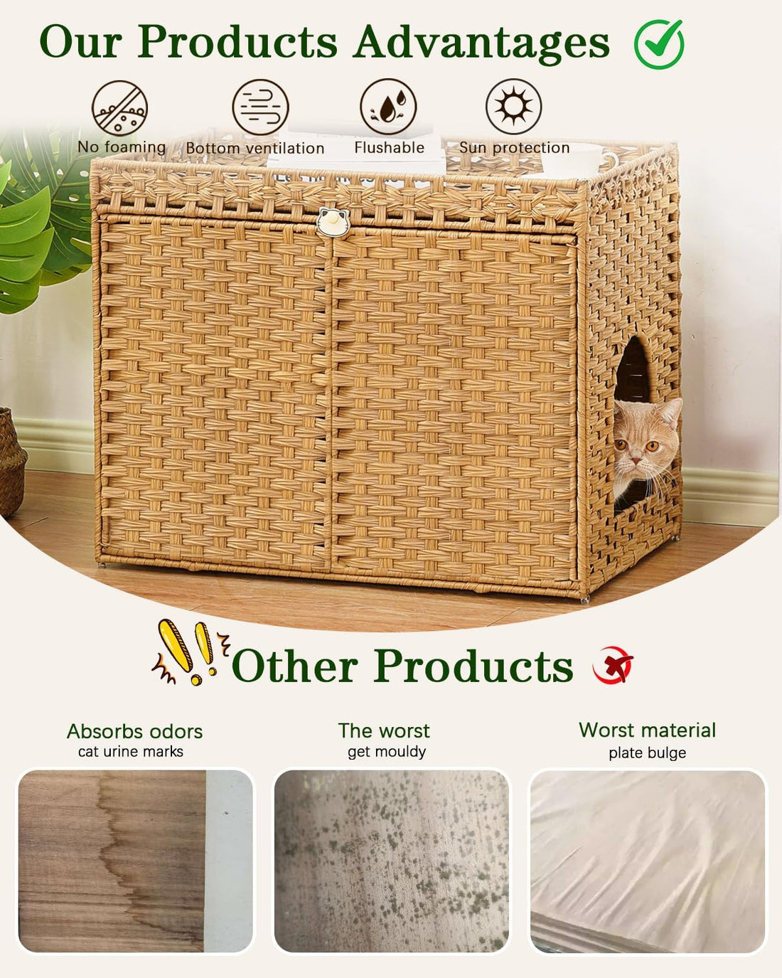 SETVSON Cat Litter Box Enclosure Furniture