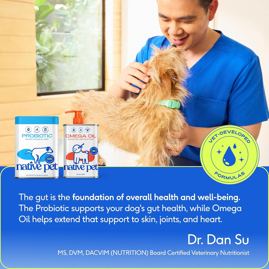 Native Pet Omega 3 Fish Oil for Dogs 8Oz & Probiotics for Dogs 8.2Oz