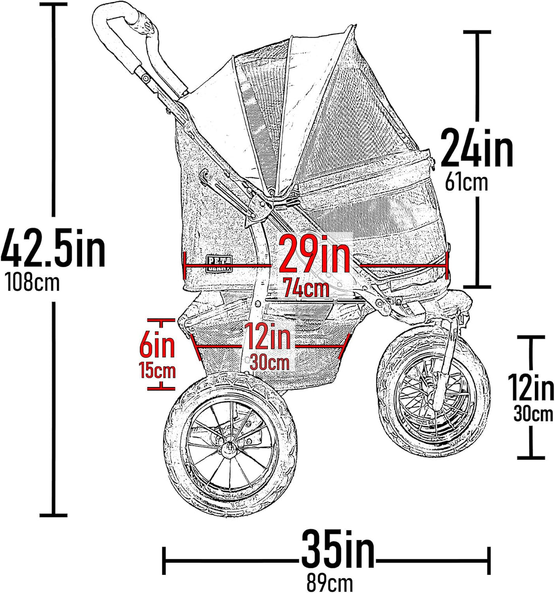 Pet Gear No-Zip Jogger Pet Stroller for Cats/Dogs, Salt, Extra Large
