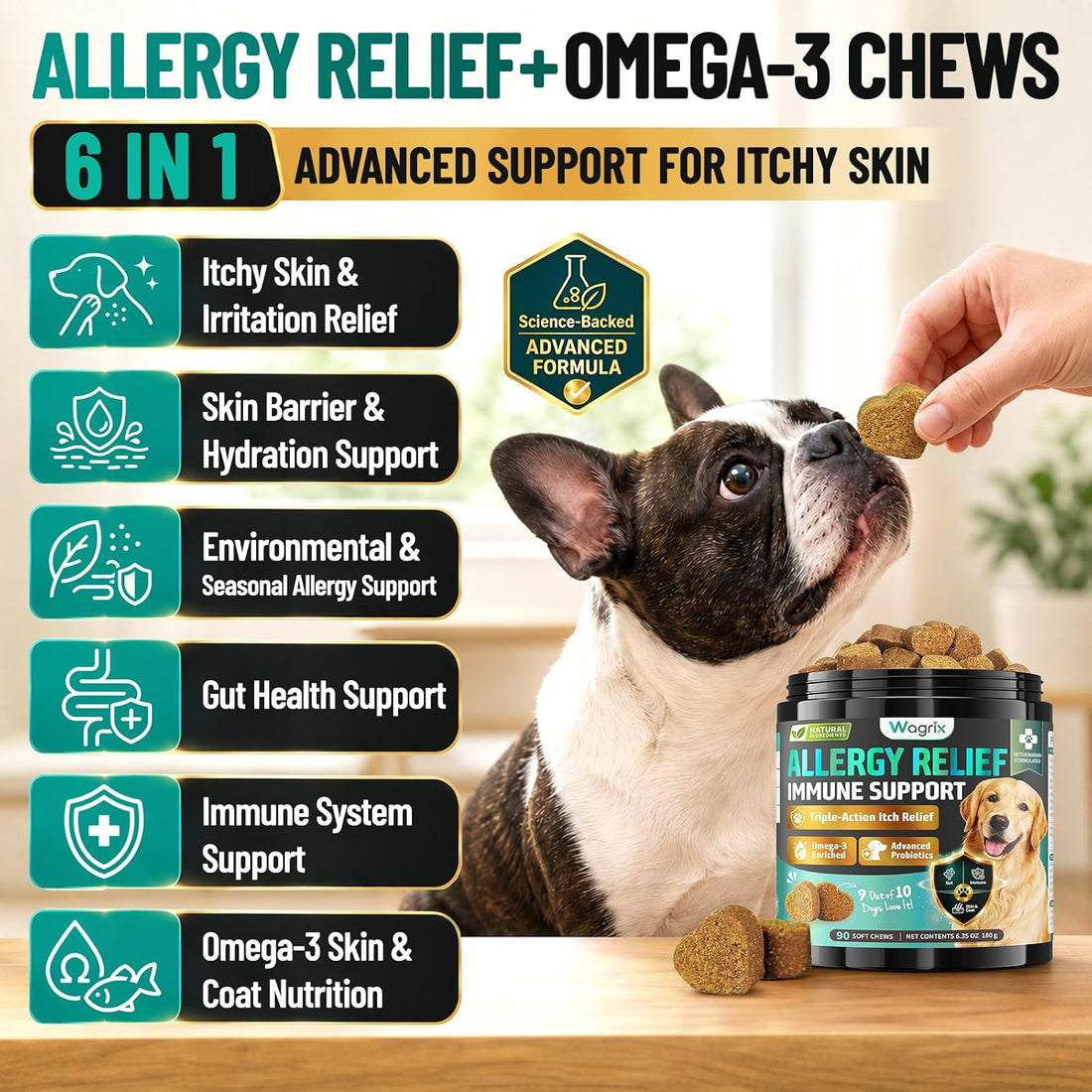 Dog Allergy Chews is Human Grade Itch Relief Multivitamin & Immune