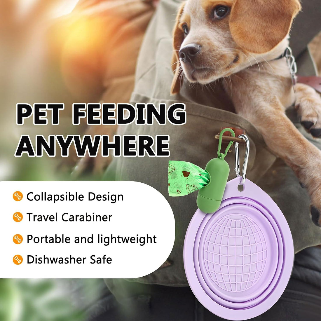 sonluk 3 Pack Collapsible Dog Bowls,Pet Bowls with Pet Poop Bag