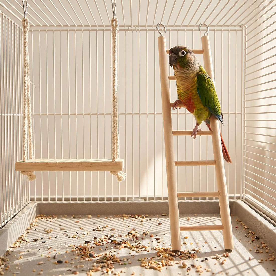Andibro 2 Pack Bird Ladder for Cage, Wooden Bird Cage Accessories