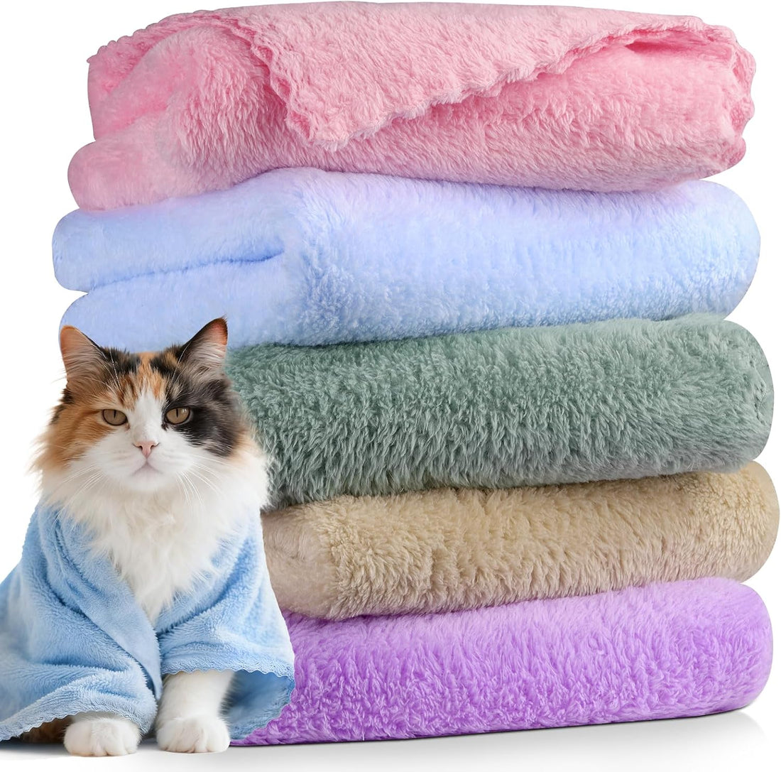 DuckSky 5Pcs 29.5 x 13.77'' Cat Towels Microfiber Pack Bulk