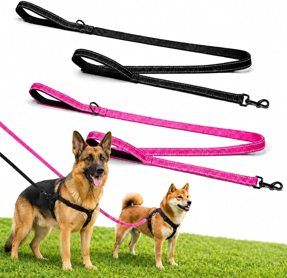 2 Pack Dog Leash, 6 FT Heavy Duty Dual Handle Reflective Leash