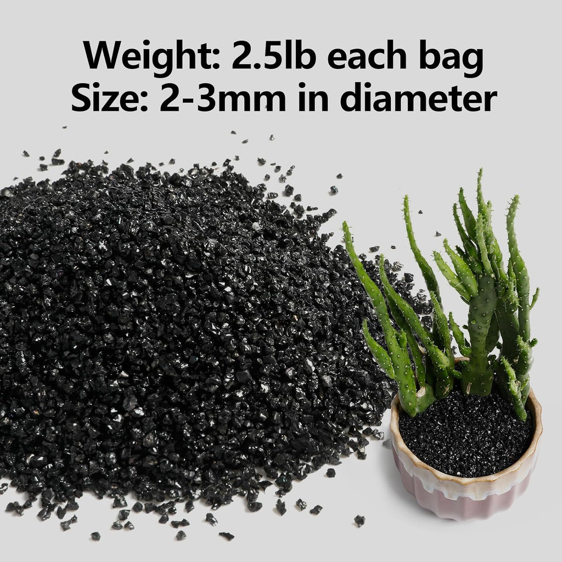 Boniosz 2.4lb 2-3mm Black Horticultural Sand for Succulents & Aquarium