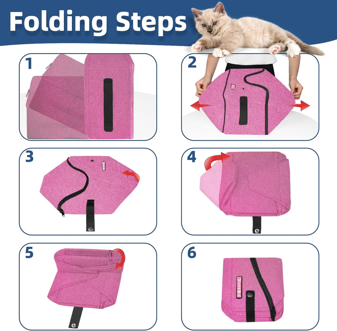 Petskd High Sides Portable Travel Litter Box for Cats with Lid