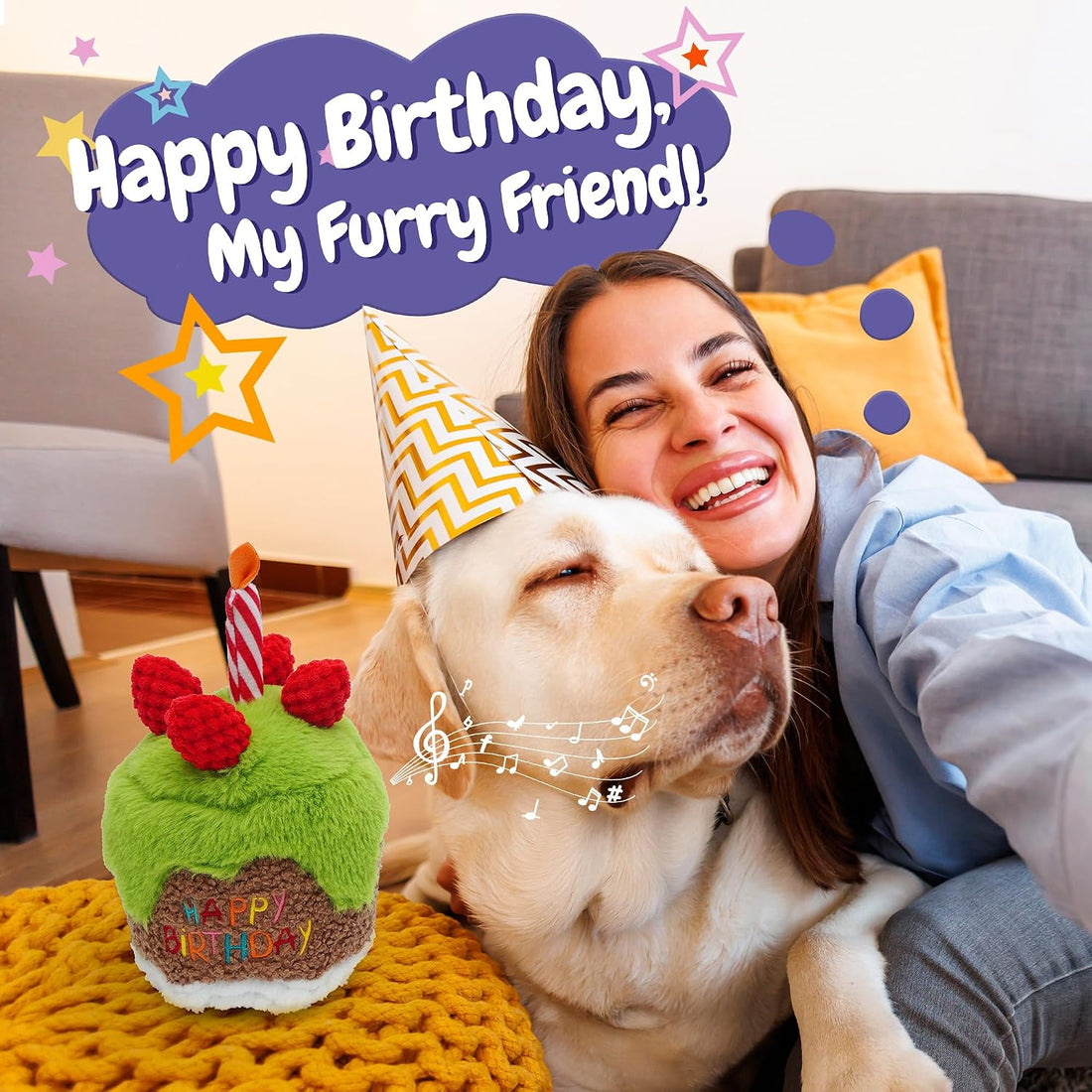 Fuzzwoof Dog Birthday Cake, Interactive Singing & Dancing Dog