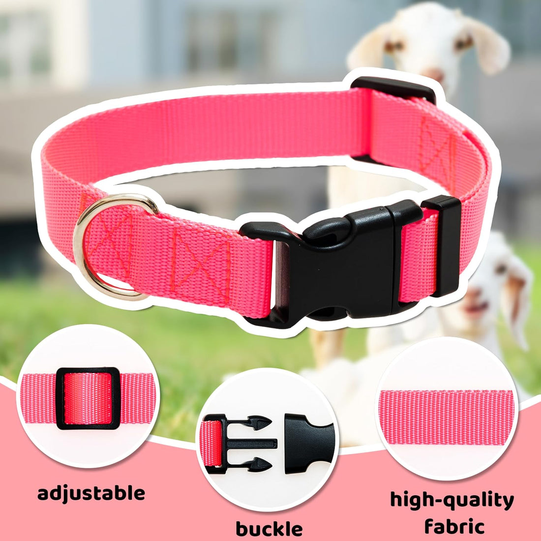 3 Pack Goat Collars with Loud Bells, Anti-Lost Grazing Pet Collar