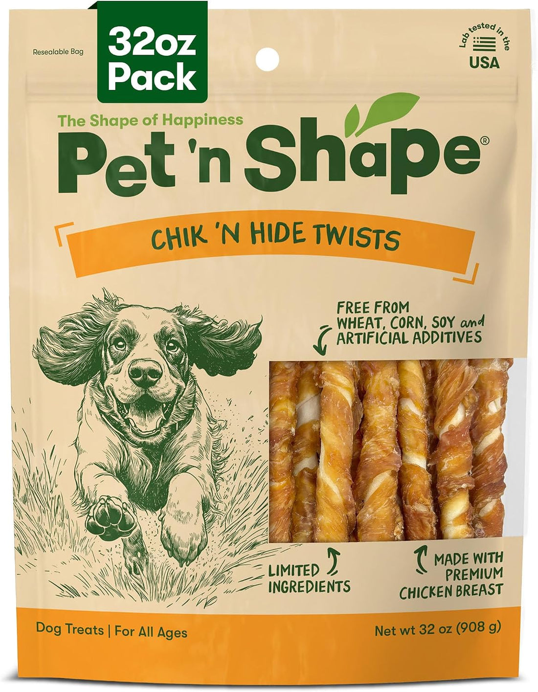 Pet 'n Shape Chik 'n Hide Twists, Chicken Wrapped Rawhide Treats