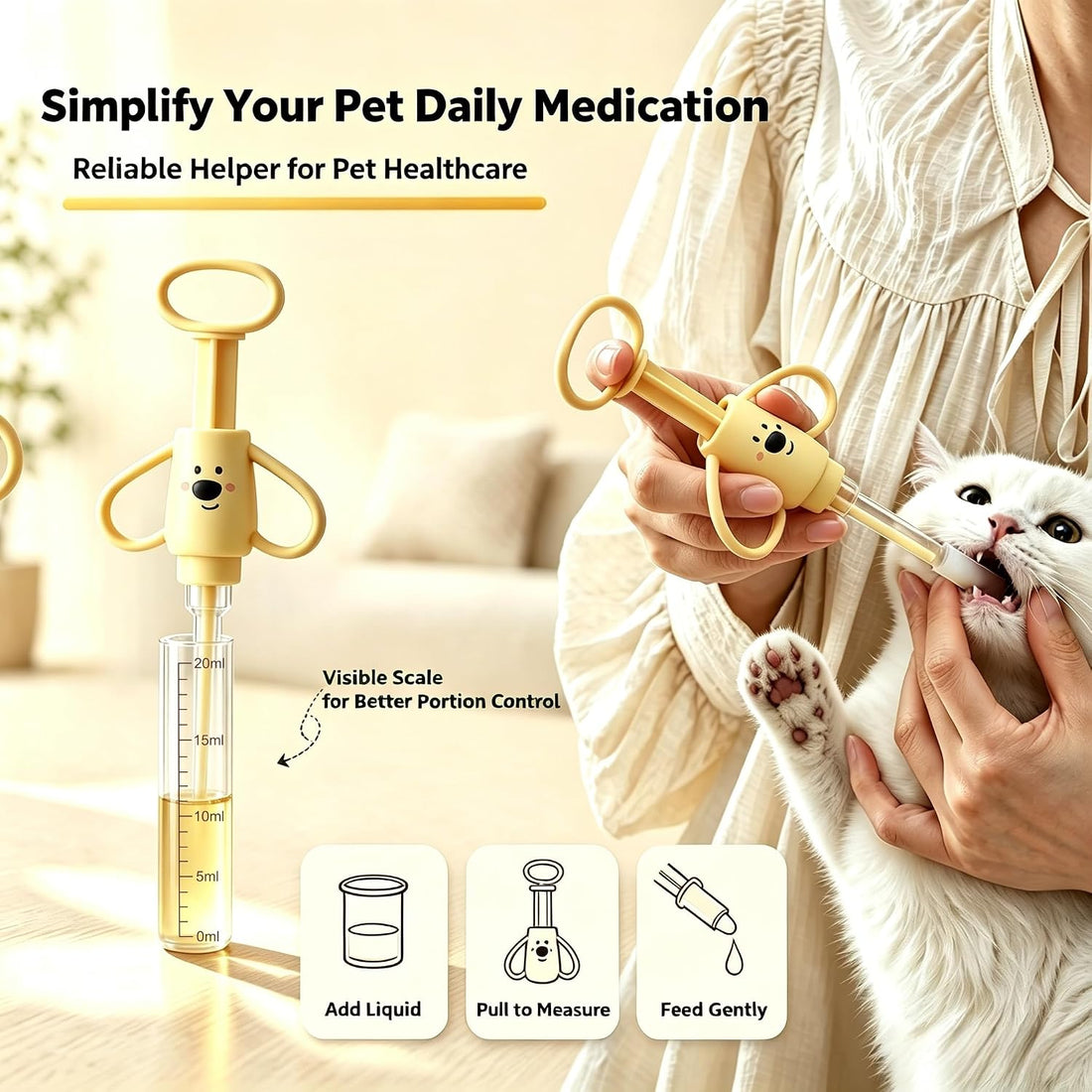 Pet Pill Shooter for Dogs Cats Pet Feeding Kit with2 Replaceable Soft