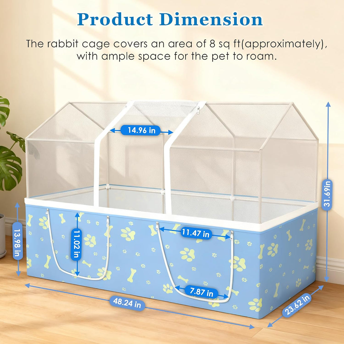 Rabbit Cage, 48" x 24" Large Pet Playpen Enclosure for Small Animal