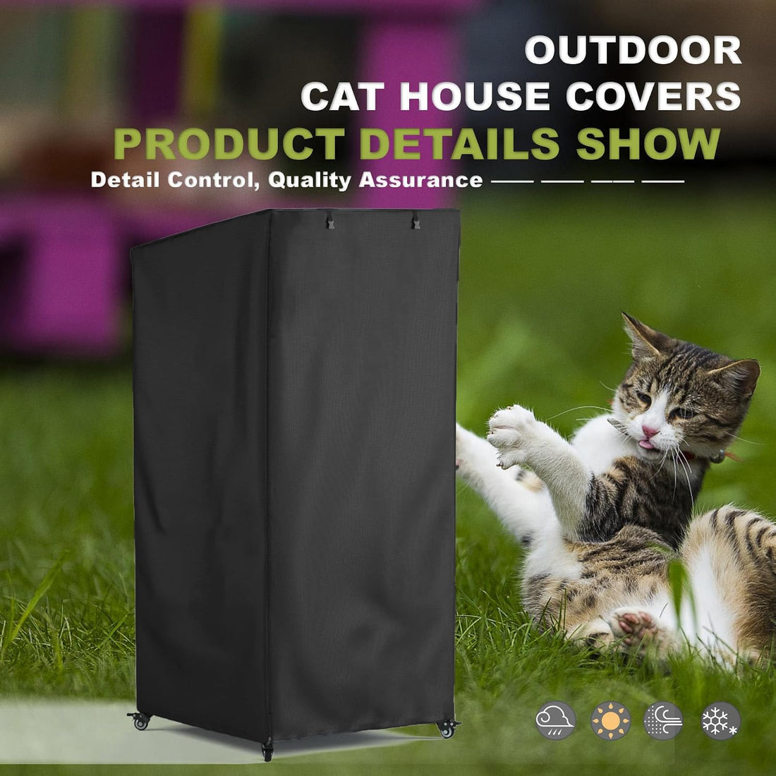 Outdoor Cat House Cover, Super Waterproof Feral Cattery Cat Cover