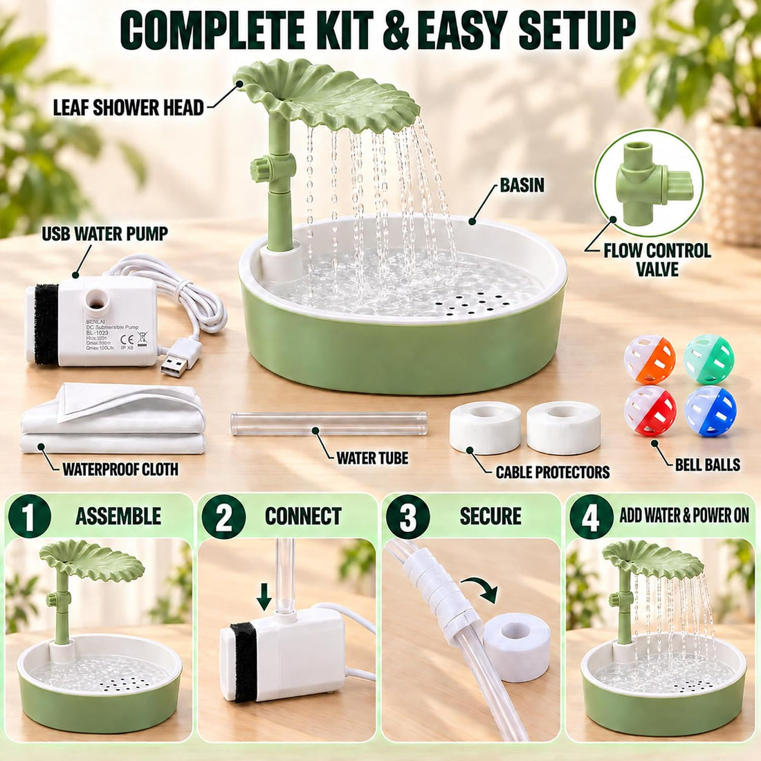 Bird Shower, Parrot Shower Fountain, Adjustable Water Flow