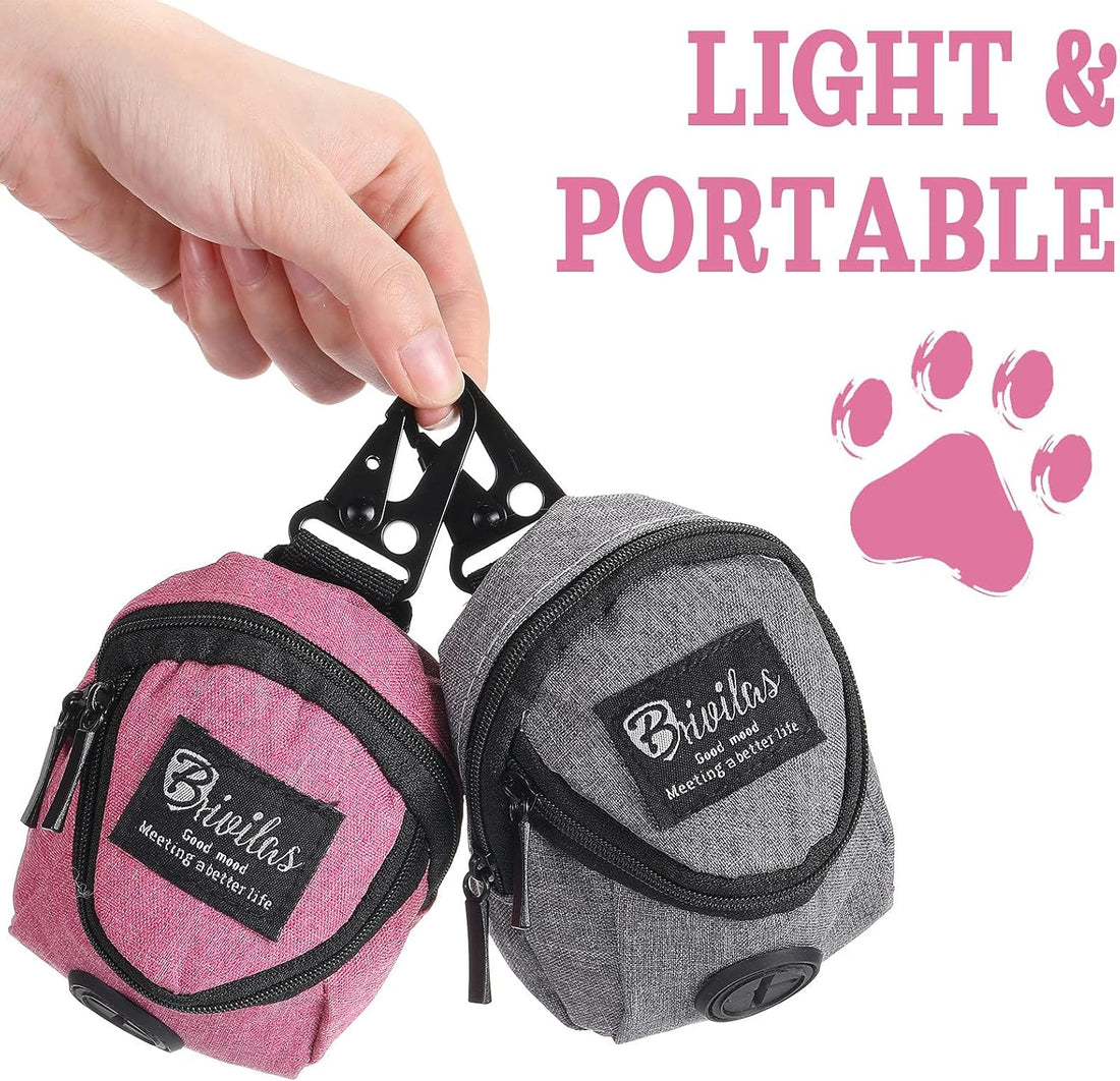 Talltalk 2 Pieces Dog Treat Pouch Pet Dog Poop Holder, Pink,Grey