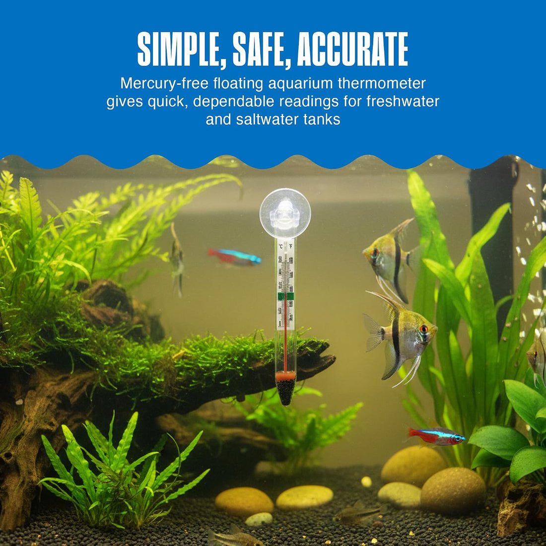 Penn-Plax Therma-Temp Floating Aquarium Thermometer - Multicolor