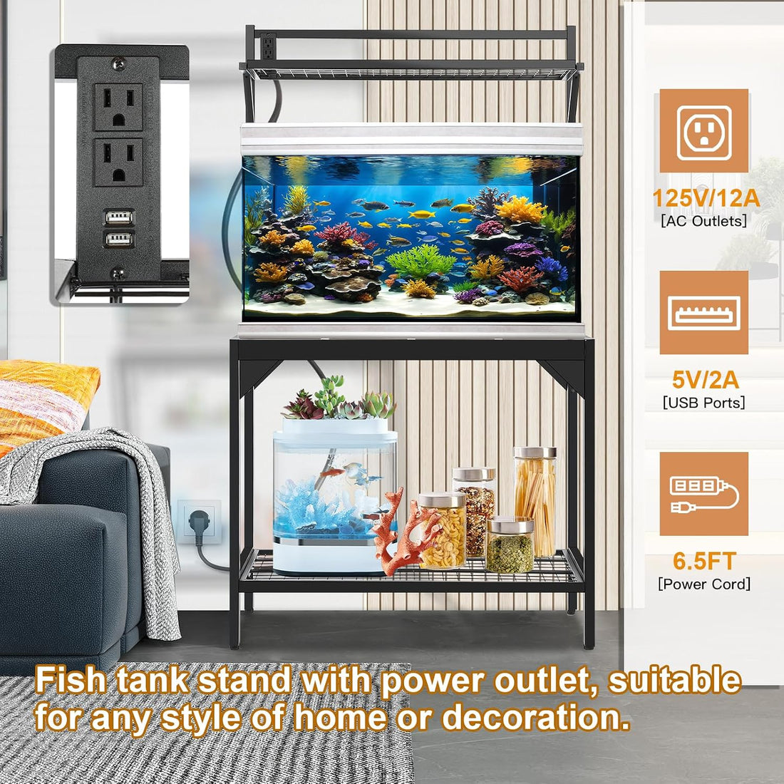 40 Gallon Fish Tank Stand – Aquarium Stand with Power Outlets