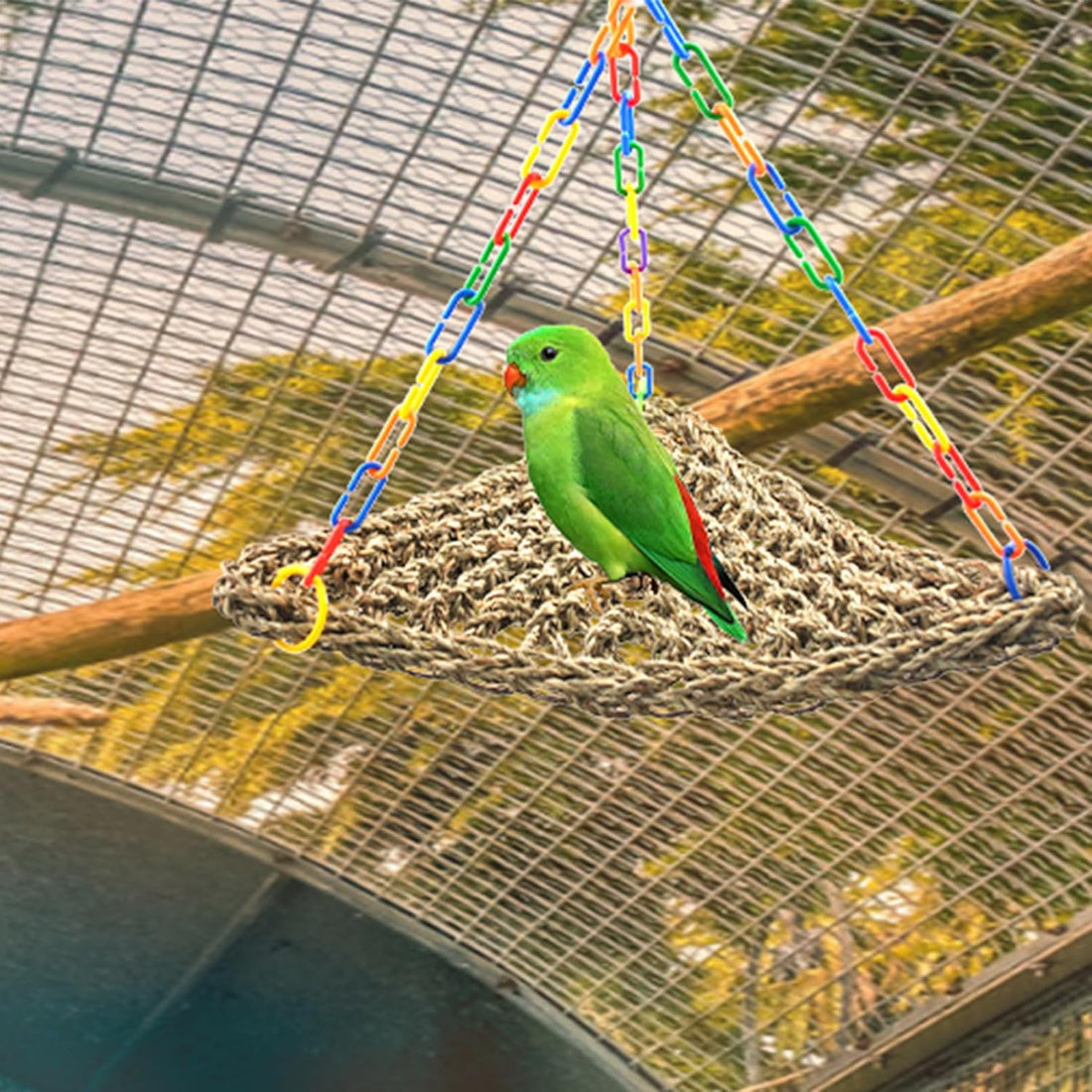 Bird Seagrass Mat Conure Hammock,Parrot Swing Toys Small Triangle