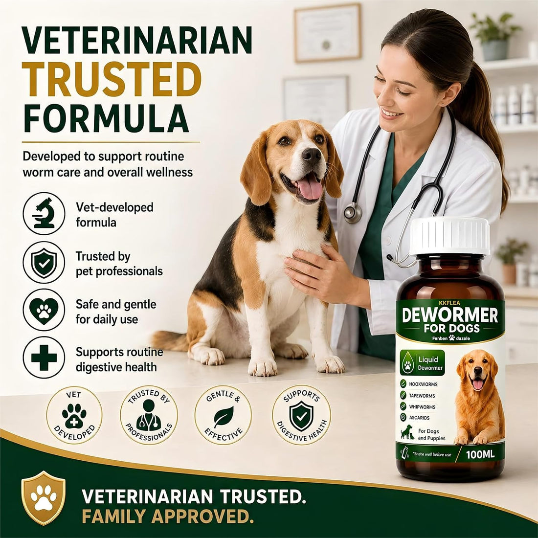 Dewormer for Dogs, Dog Dewormer Liquid, Safe for 6 Weeks and Older