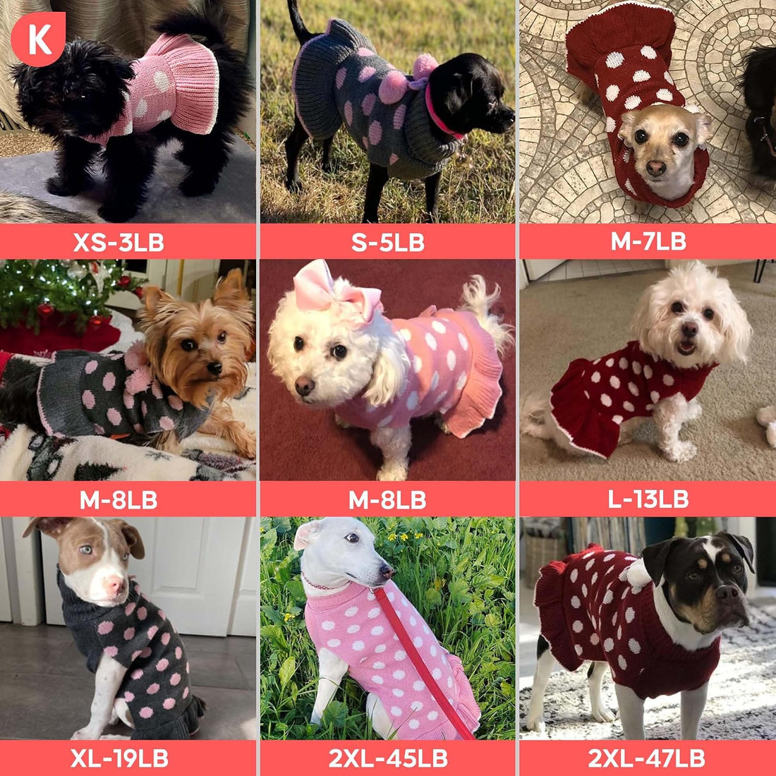 KYEESE Dog Sweaters with Leash Hole for Small Dogs Turtleneck Dog