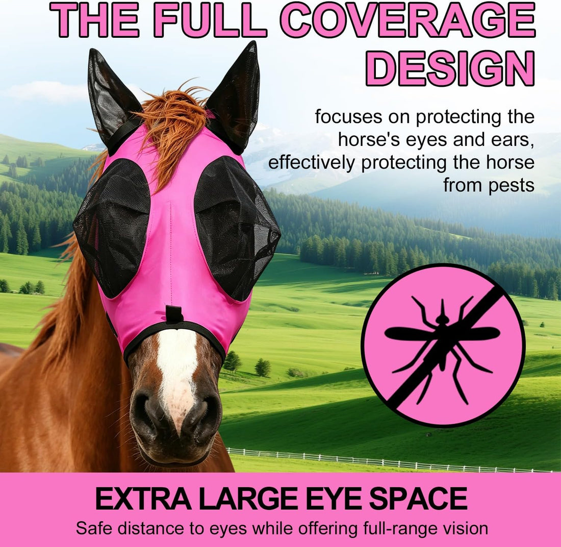 Horse Fly Mask with Forelock Opening Stretch