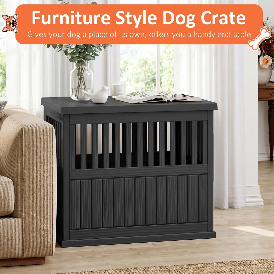 Fancyango Heavy Duty Dog Crate Furniture Lockable Indoor Outdoor