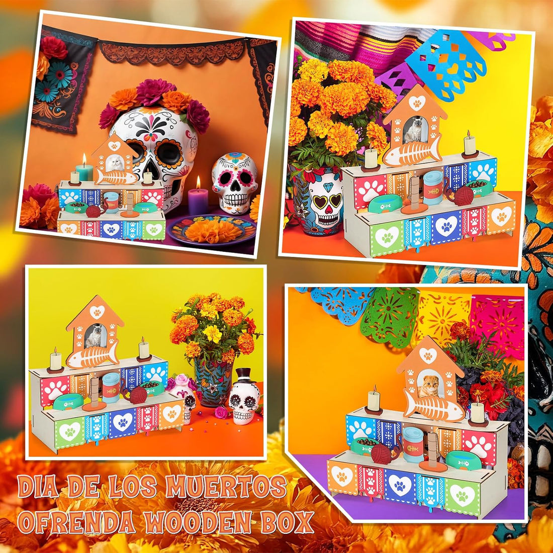 Leinuosen Dia De Los Muertos Ofrenda Altar for Cat Day of The Dead