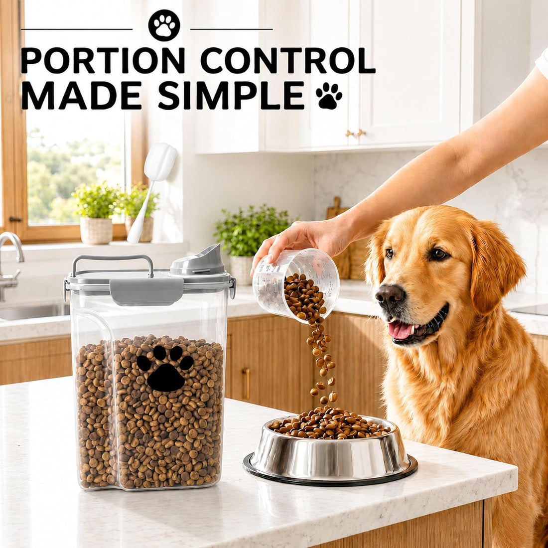 5-7Lbs Airtight Dog Cat Food Storage Container with cleaning brush