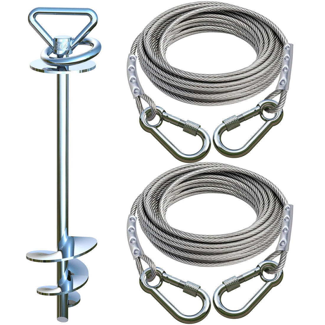 Dog Tie Out Cable and Stake for Camping,with 2x20FT Heavy Duty