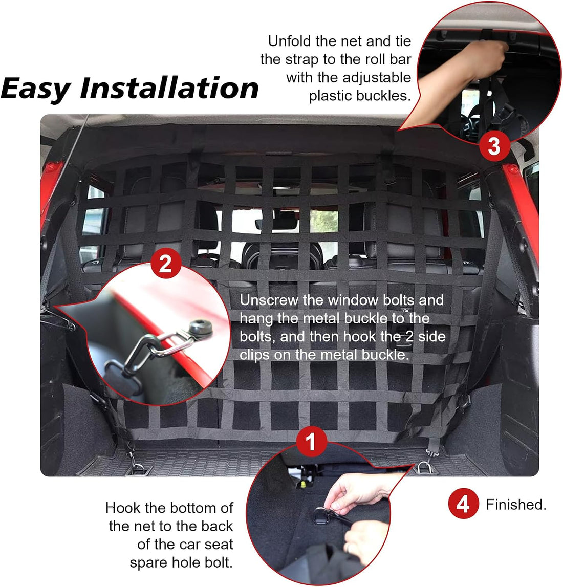 G Dog Barrier Rear Cargo Net Compatible with Jeep Wrangler