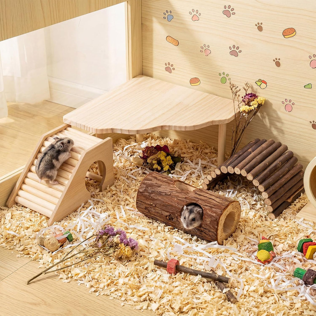 Breezehug 4 Pcs Hamster Cage Accessories Hamster Platform Toy, Hole