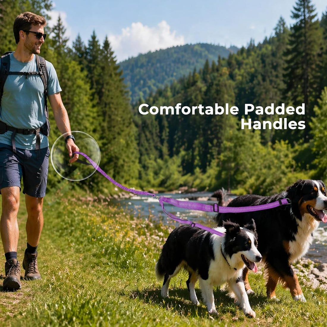 Double Leash for Two Dogs, No Tangle Bungee Dog Leash