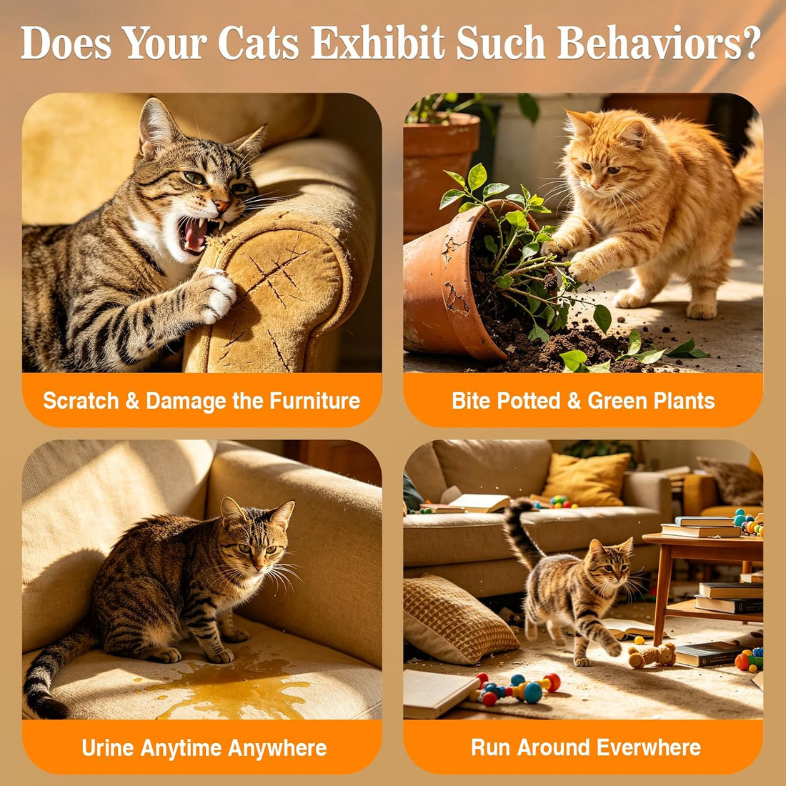 Pjordo 2Pcs Cat Deterrent Spray for Indoor & Outdoor Use