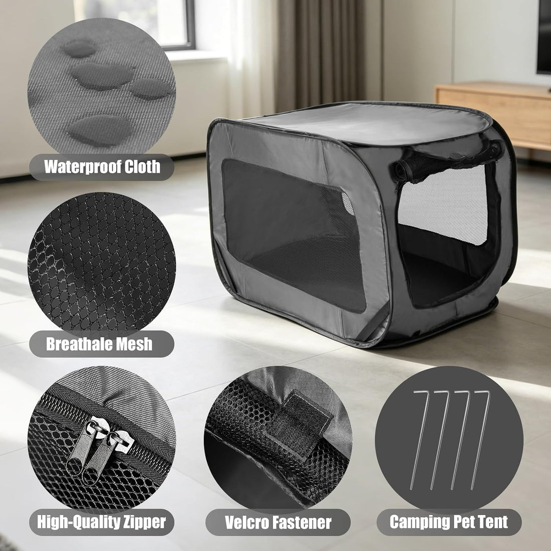Foldable 36" Dog Crate for Medium Dogs