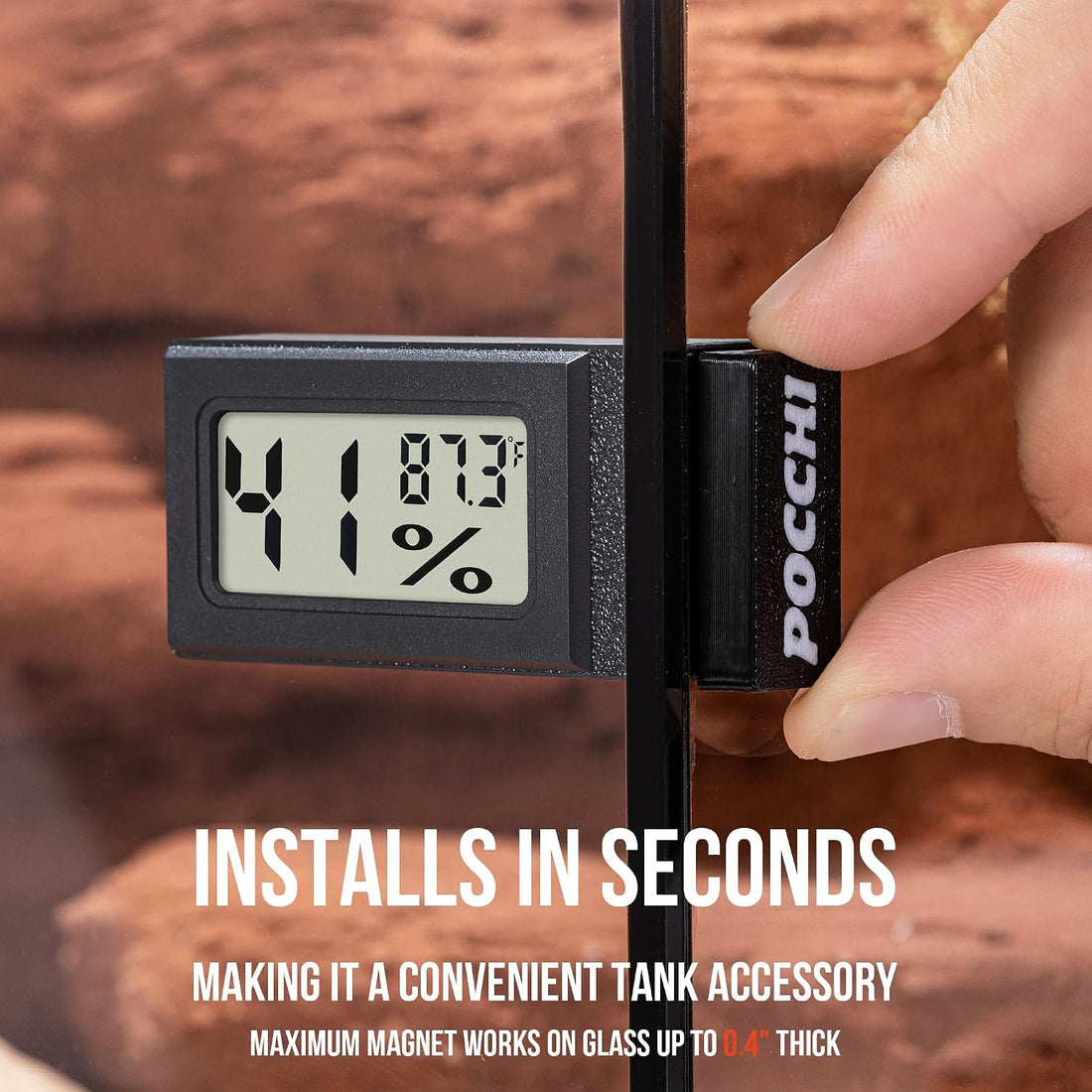 Magnetic Side‑Mount Reptile Thermometer and Humidity Gauge - 2 Pack