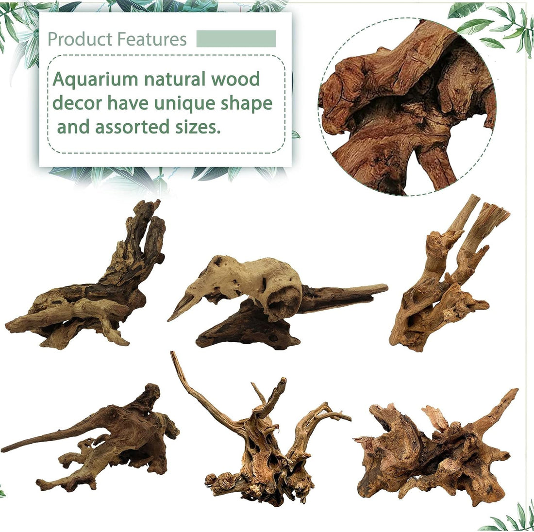 Tfwadmx Natural Driftwood for Aquarium Decor 11-17" Fish Tank Reptile