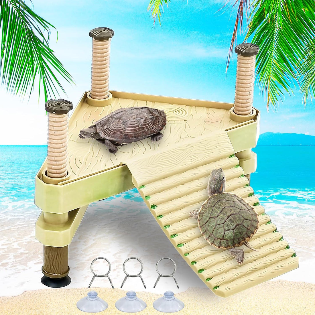 Large Turtle Floating Basking Platform with Feeding Area