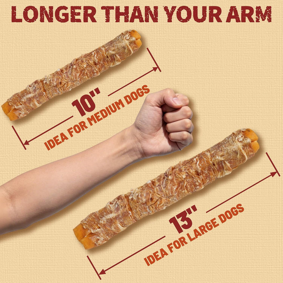 Just Try 2 Packs 13" Large Size Chicken Wrapped Rawhide Dog Chew
