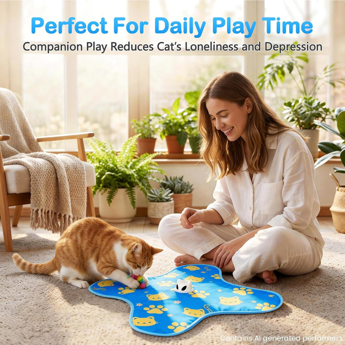 Interactive Cat Toys for Indoor Cats, Rechargeable Hide & Seek Toy