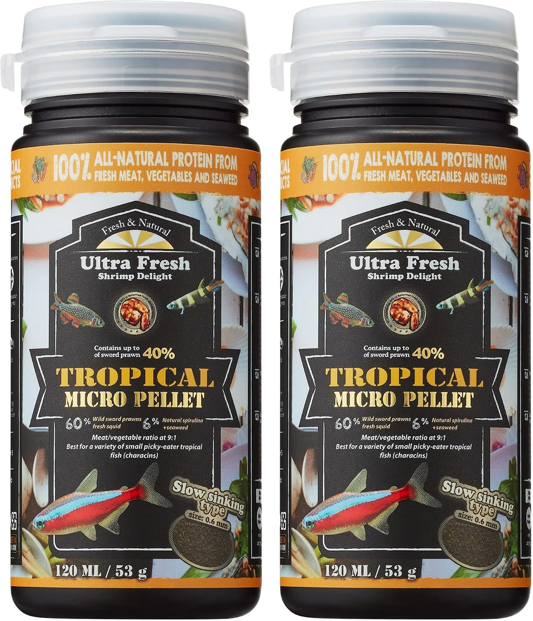 Ultra Fresh Tetra Fish Food, Slow Sinking, All Natural Ingredients
