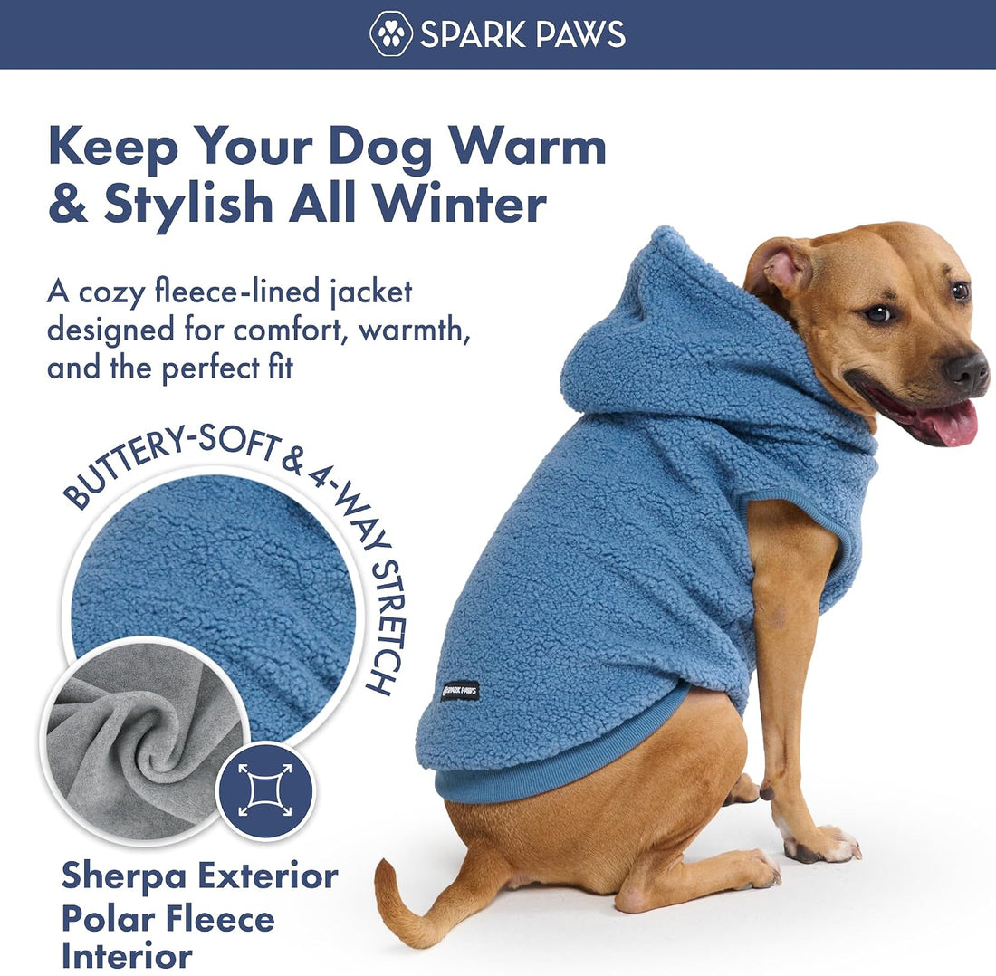 Spark Paws Fleece Dog Hoodie - Dog Sweater Sweatshirt for Large Dogs