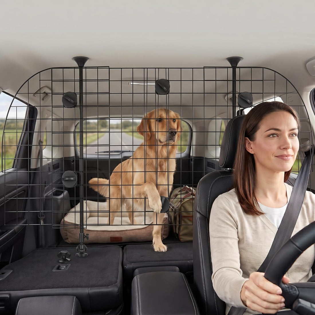 Adjustable Heavy Duty Metal Dog Car Barrier for SUVs