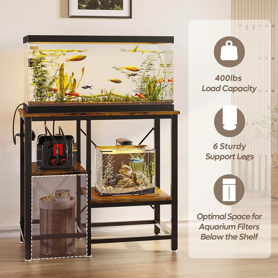 Bestier 20-29-37 Gallon Fish Tank Stand with Power Outlet
