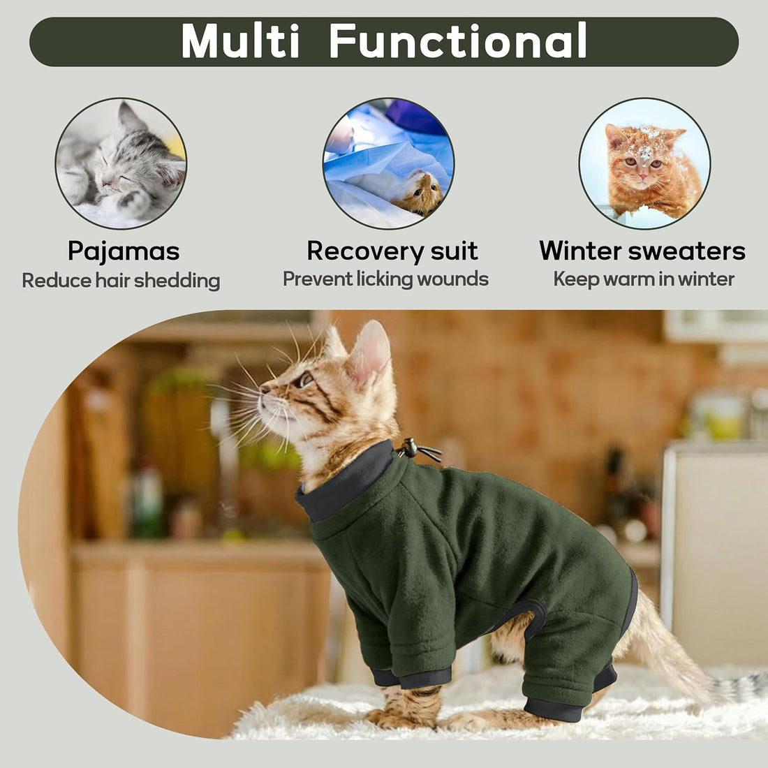 PUMYPOREITY Sticky Hair Cat Clothes, Prevent Hair Loss Cat Pajamas