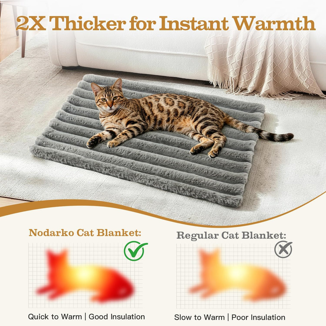 Cat Blanket for Indoor Cats, Soft Rabbit Fur Kitten Blanket 21x17