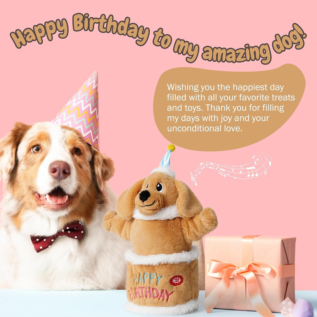Fuzzwoof Dog Birthday Cake, Interactive Singing & Dancing Dog