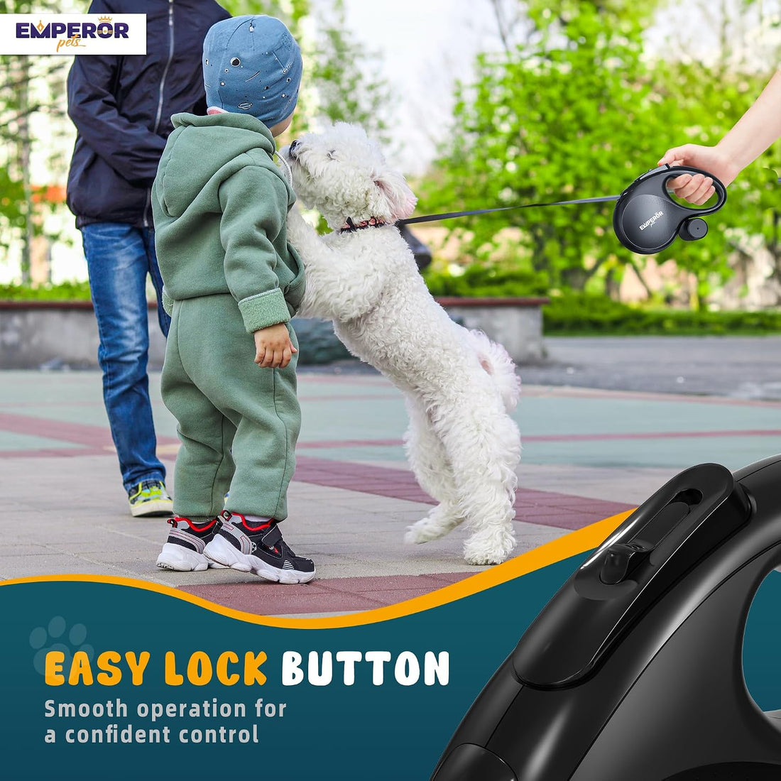EMPEROR PETS 26.1 ft Retractable Dog Leash, for Dogs 10-110lbs, Aura